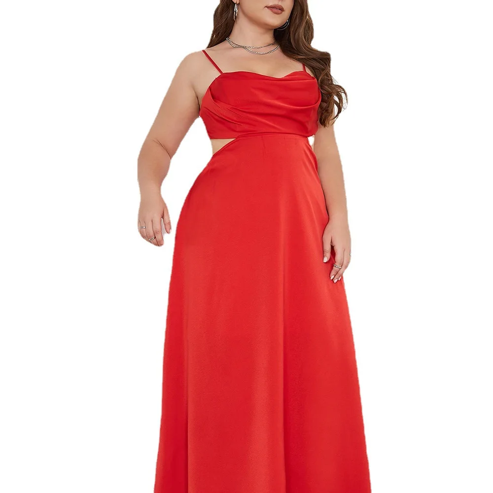 2025 Summer Women's Sexy Backless Dresses Hollow Backless Suspender Long Dress Vestido Plus Size 9XL 8XL 7XL 6XL 5XL XXXXXL