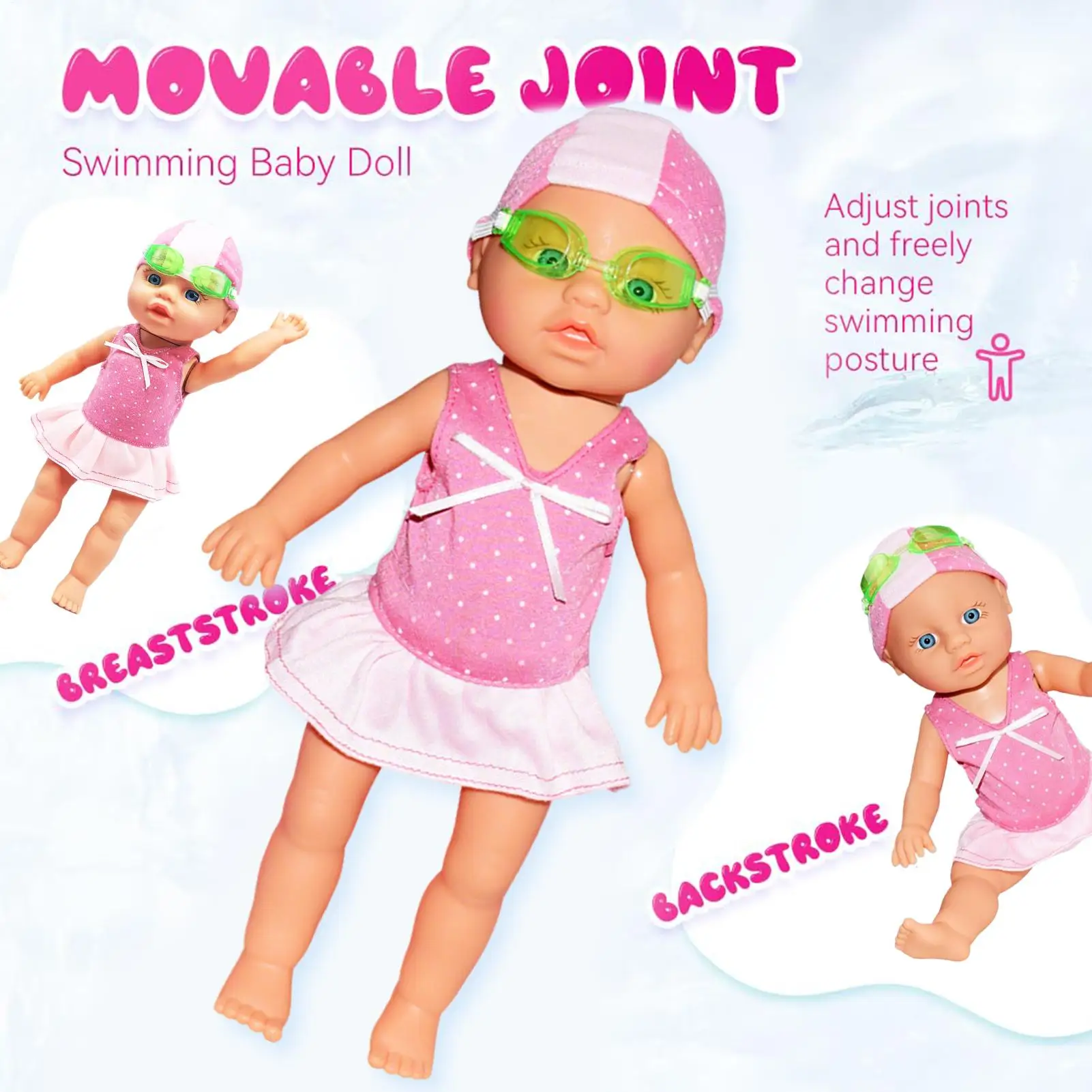ว่ายน้ําตุ๊กตาชายหาดกันน้ําตุ๊กตาเด็ก Movable Joint ของเล่นอุปกรณ์เสริมสําหรับทรายรถท่องเที่ยวเด็กชายหาดฤดูร้อนเพื่อน