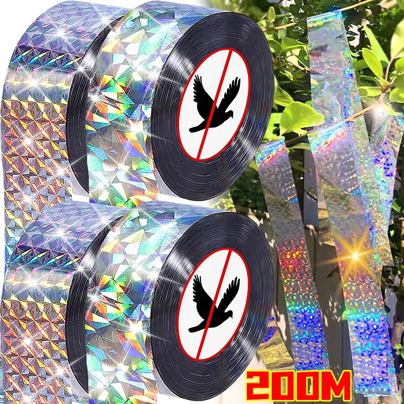 

Лента отпугивающая птиц 200/50 м, светоотражающая, без лазерного вспышки, для отпугивания голубей, двусторонняя, для сада