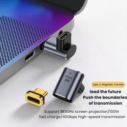 USB C Magnetic Adapter, 24 pins Right Angle USB C 90 Degree Adapter with PD 100w USB4 40Gbps 8K 60Hz Video for Thunderbolt 4