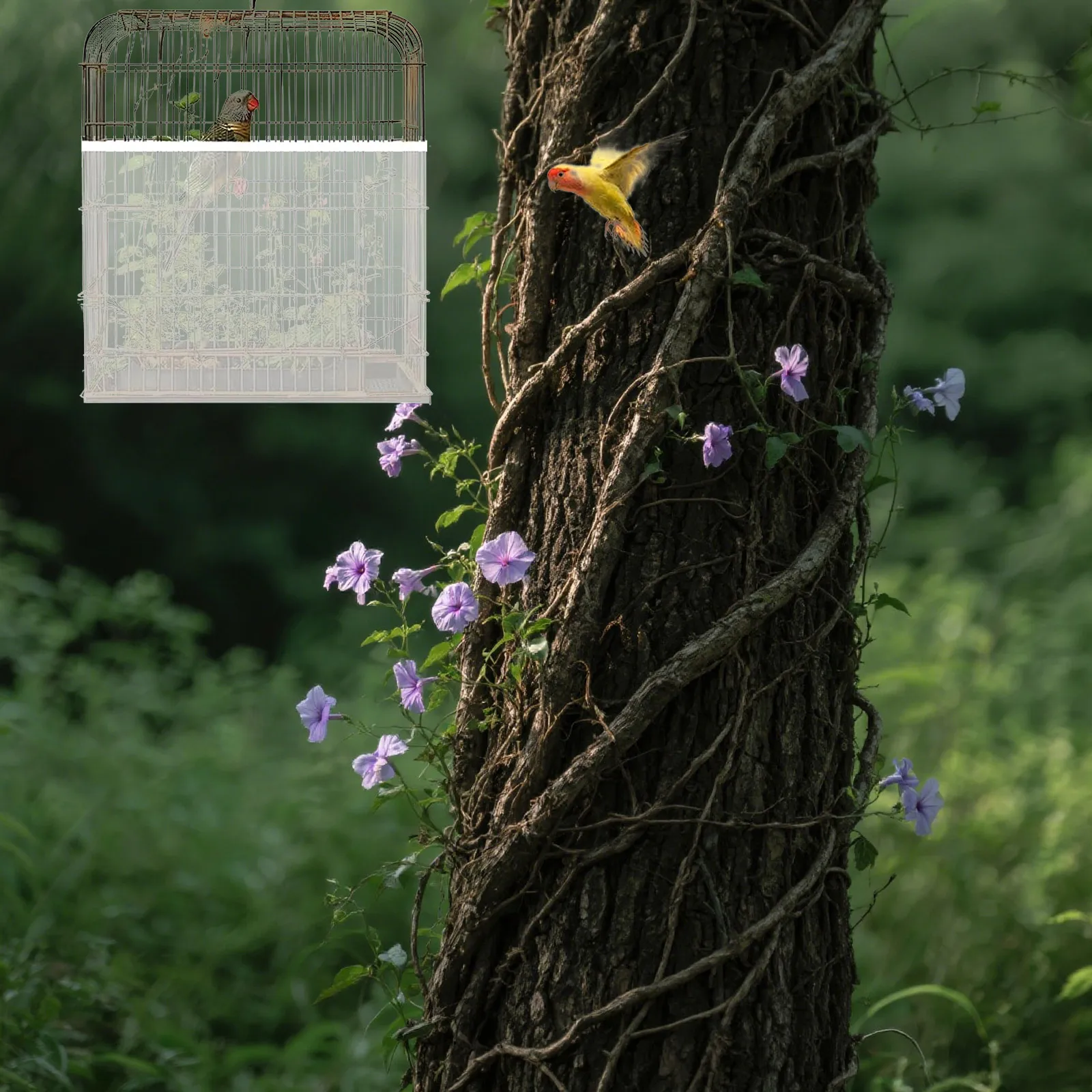 

4pcs Birdcage Protective Cover Universal Mesh Skirt Netting Dust Debris Prevention Splash Guard Food Catcher For Cockatiels