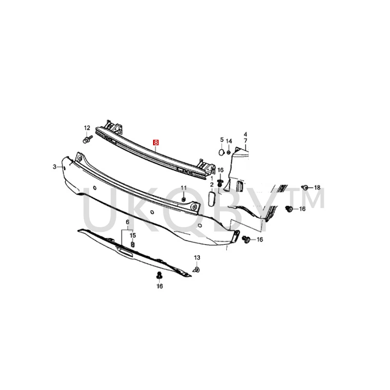 71530TC4H00ZZ Suitable for Ho nd a XR-V Rear bumper frame, rear bumper crossbeam