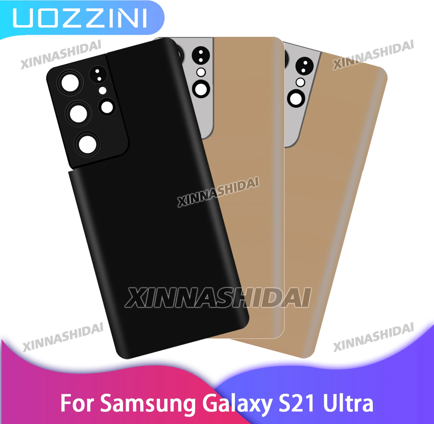 AAA-Qualität für Samsung S21 Ultra Rückseitige Akkuabdeckung Rückseitige Gehäuseabdeckung Glasplatte Ersatzteile Akkuabdeckung