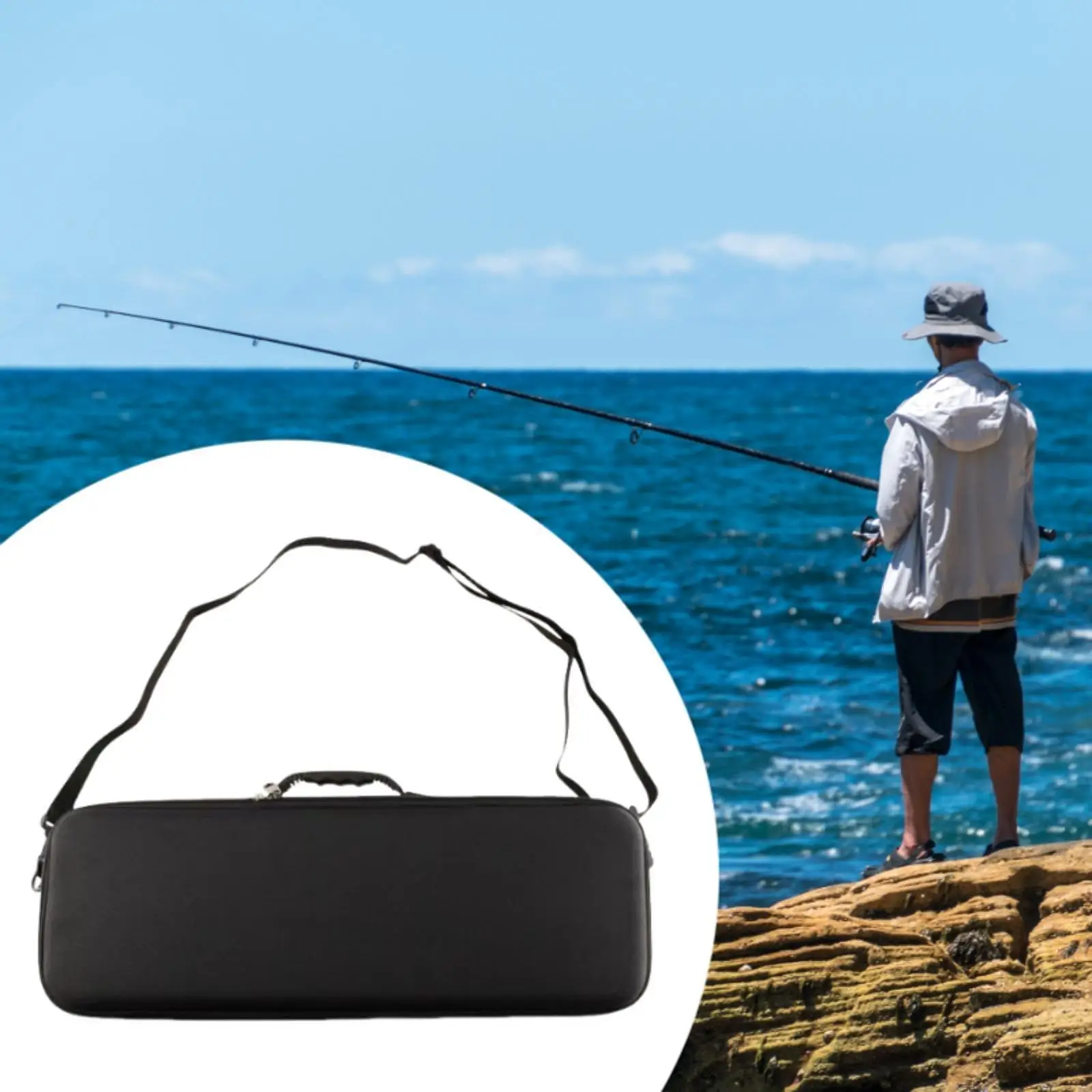 Angelrute Fall Angelrute Reel Lagerung Tasche Mehrzweck Stoßfest Organizer EVA Große Kapazität Hard Shell Tackle Tasche