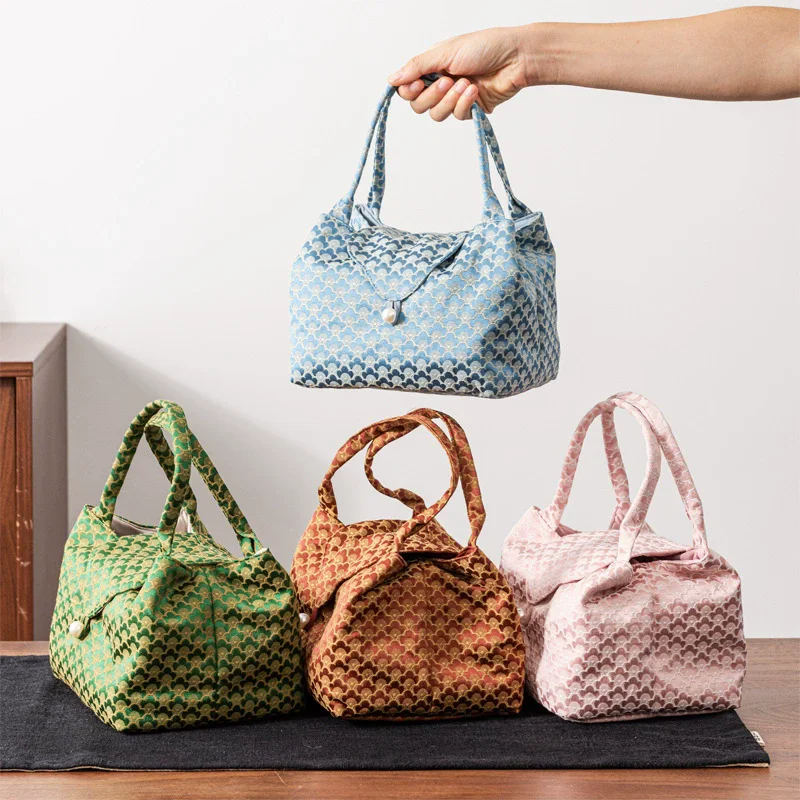 Travel Storage Pouch, Portable Cloth Bag for Tea Set Makeup Toiletries, Lightweight Small Canvas Organizer for Suitcase Handbag