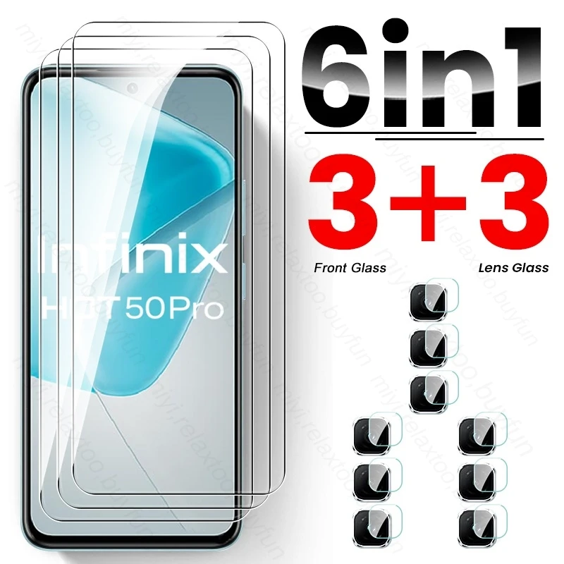 6To1 Tempered Glass Case for Infinix Hot 50 Pro 50i 4G Camera Lens Screen Protector Guard Cover on Hot50 5G Hot50Pro Hot50i 4G