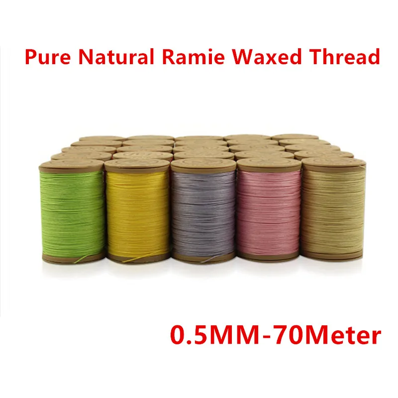 1Pcs 40 Colors 0.55mm Pure Natural Ramie Waxed Thread Leather Sewing Thread 70m Long