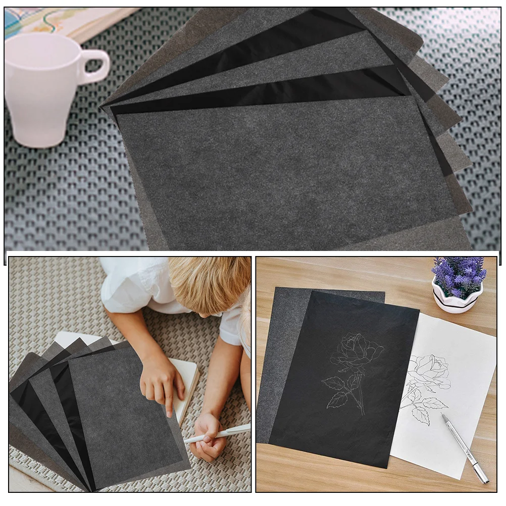 50 Pcs Graphite Carbon Paper Portable Transfer Copier Trace for Tracing Fabric Wood Chair Drawing