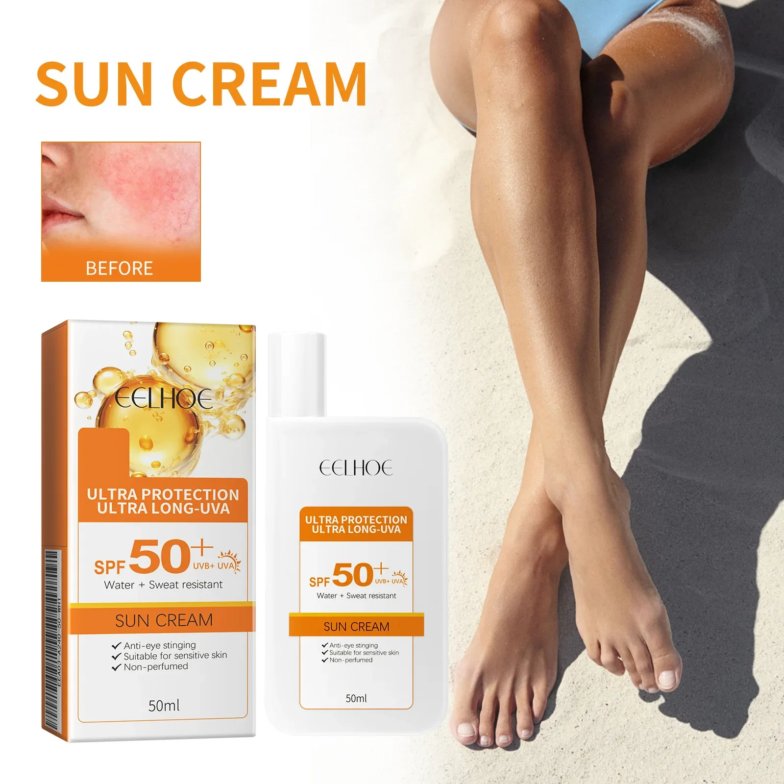 

Summer Sweatproof Body Sunscreen EELHOE 50ml Moisturizing and Long-Lasting Sunscreen for Even Skin Tone and Skin Protection