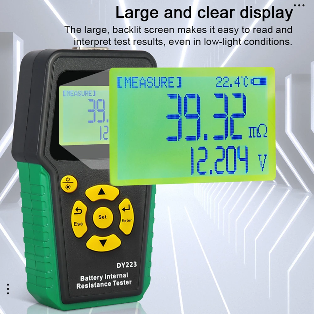 DY223 Battery Analyzer Tester With Kelvin 4-Wire, Internal Resistance & Voltage Tester For EV, Auto, Motorcycle, 0-200mΩ,