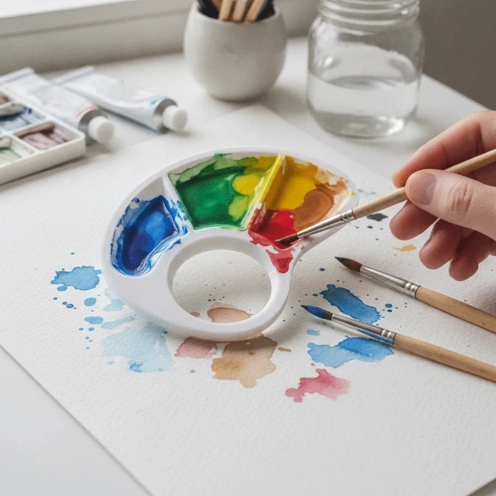 Professional 3D Printed Thumb Paint Palette Lightweight Easy Clean Paint Tray Portable Color Palette for Watercolor Paint