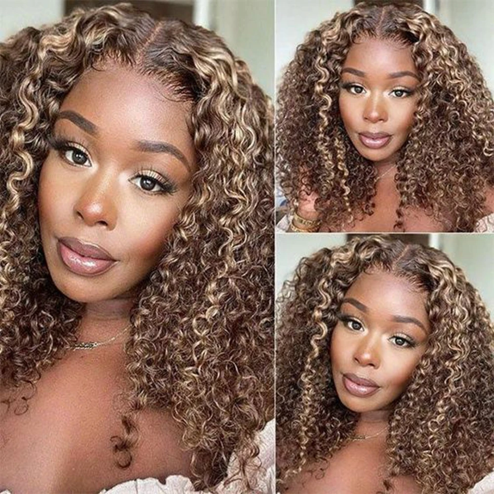 427 Highlight Short Bob 13X4 Deep Wave Lace Front Wig 13X6 HD Lace Frontal Human Hair Brazilian For Women