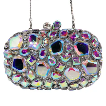 天藍色水晶晚餐包 WHTUOHENG 水鑽婚禮手拿包 女士鑽石手拿包和錢包 6 最佳銷售 藍色手拿包 - №2