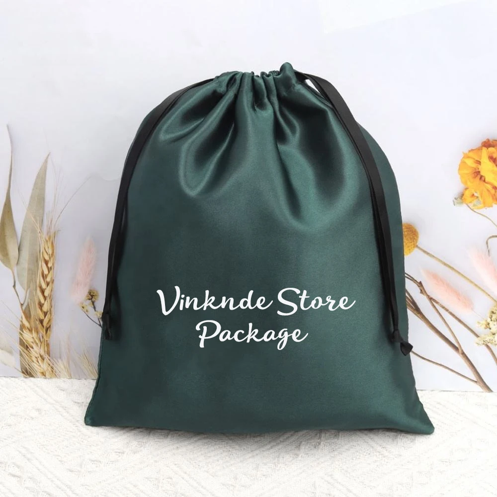 

Custom Luxury Silk Wigs Packing Dust Bags 30x40cm Drawstring Gift Satin Bag for Cosmetic Jewellery Lingerie Handbags Organizer
