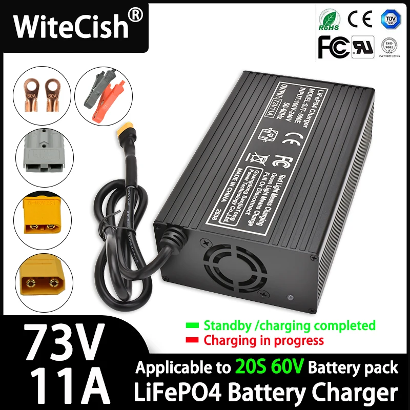 

SJT 600W 73V 5A 11A Зарядное устройство LiFePO4 Зарядное устройство 60V с вентилятором Зарядное устройство 73V LiFePO4 Используемое для аккумуляторной батареи 60V 20S LFP LiFePO4