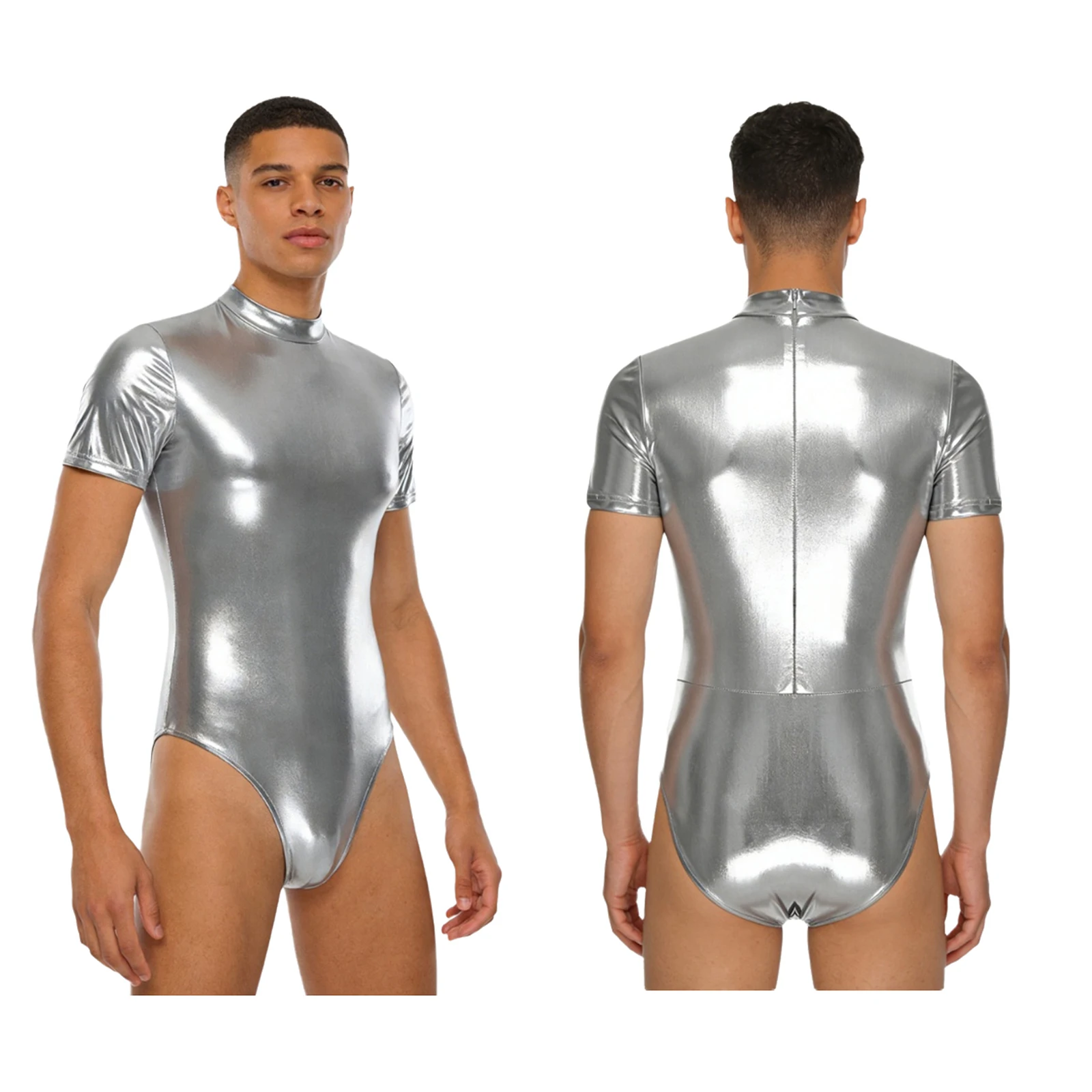 

Мужской блестящий комбинезон с коротким рукавом для вечеринок, рейвов, танцев на пилоне, облегающий леотард для ночных клубов, дискотек, джазовых выступлений