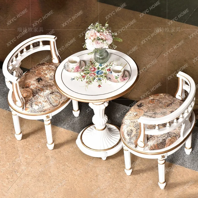 Ruishio lazer ao ar livre sofá cadeira pintada conjunto de mesa redonda sala estar varanda uma mesa duas cadeiras pátio poltrona