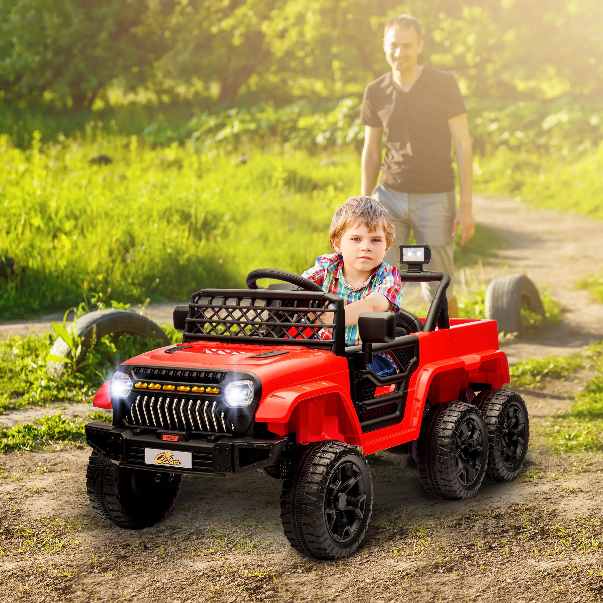 12V elektrische kinderauto met 2Wd/4Wd schakelbaar, afstandsbediening, rood