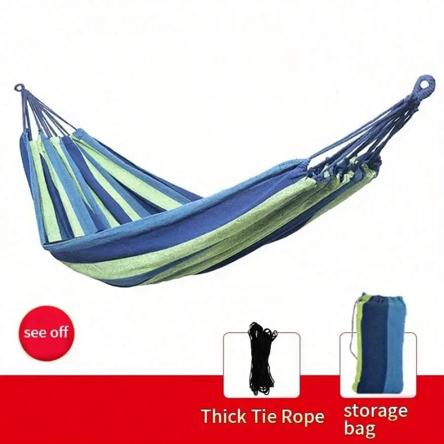 1 Colorful Fabric Hammock, Anti-Tip Design - Supports 330 Lbs, Tree-Friendly Straps, Comes With A Carrying Bag - Perfect For Out