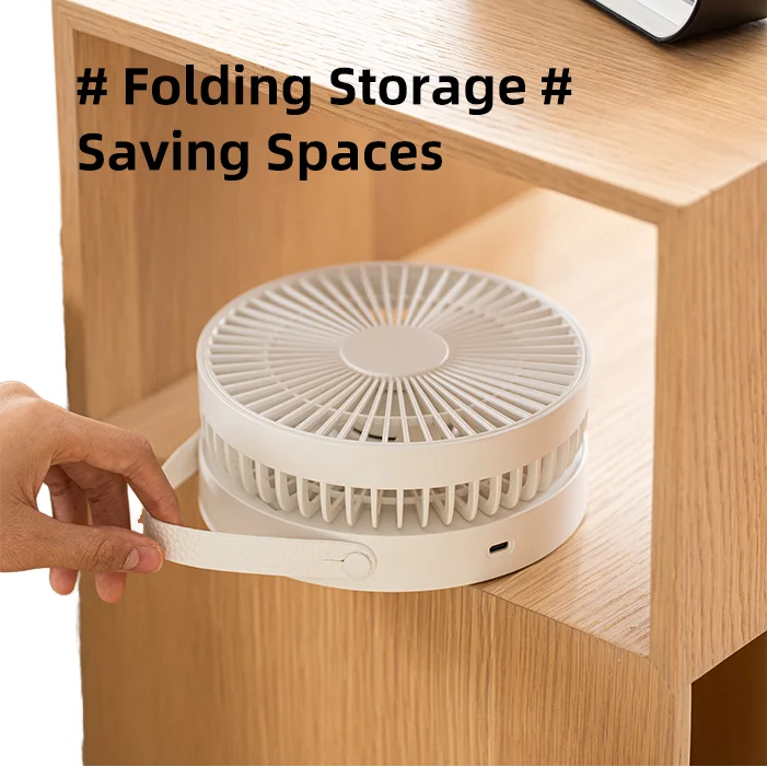 مروحة سطح مكتب هادئة قابلة للطي عالية السعة مع إضاءة ليلية وشاشة رقمية لتدفق هواء قوي