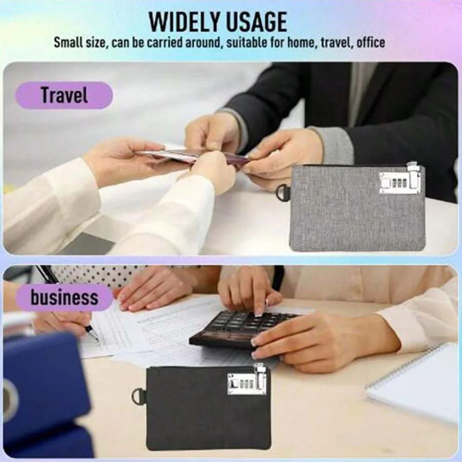 현금 여권 신용 카드 보관 현금 가방을 위한 잠글 수 있는 돈 가방 동전 지갑