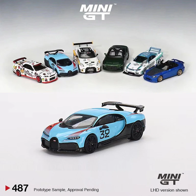 

MINI GT 1:64 Model Car Buga Chiron Pur Sport Grand Prix Alloy Collection Gifts# 487 LHD