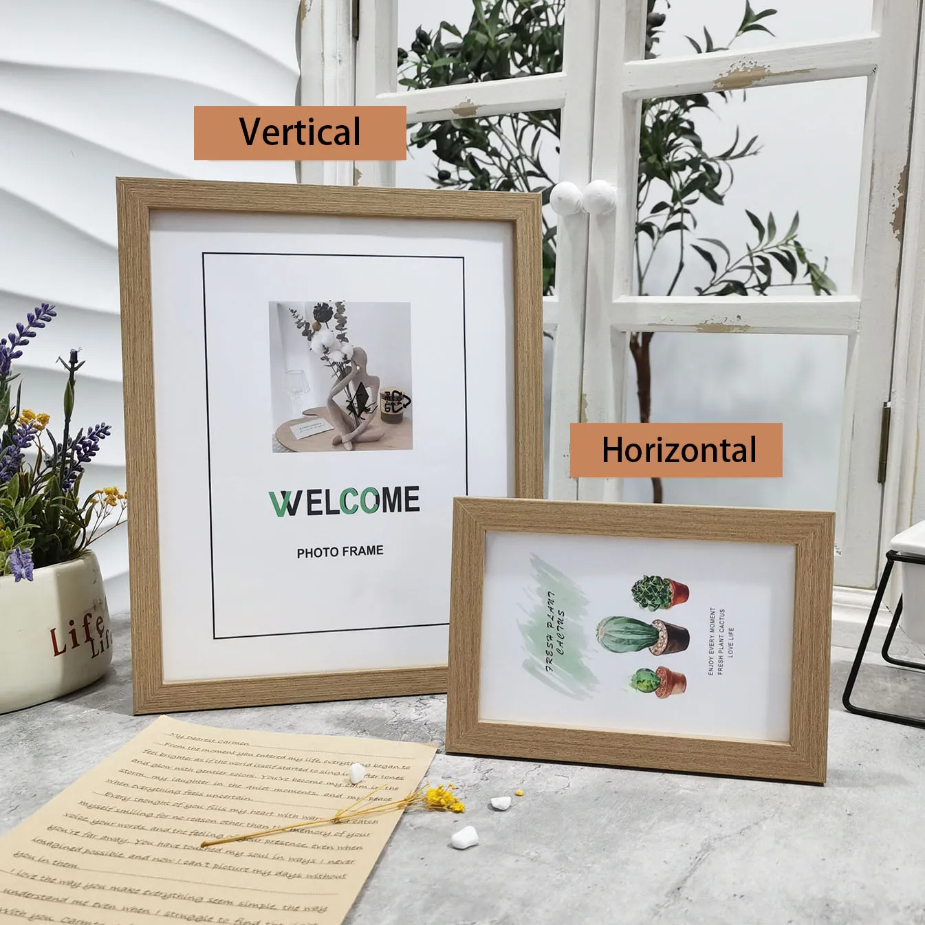 4 Pcs Wood Photo Frames Set for Classic Display