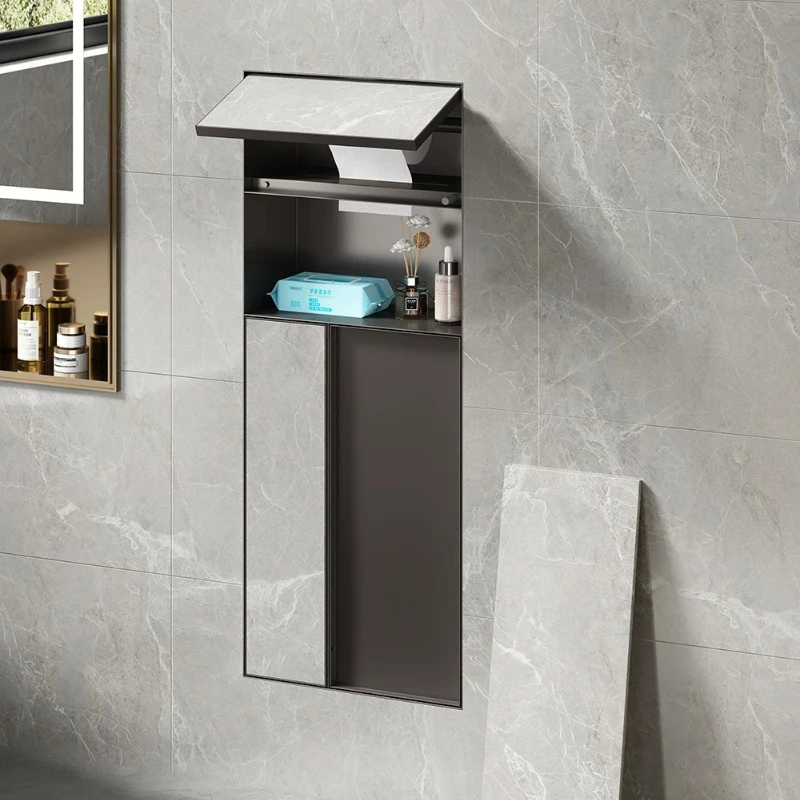

304 Stainless Steel Hidden Trash Can Toilet Brush Wall Niche Built in Tile Embedded Large Capacity Multi Functional Super Heavy