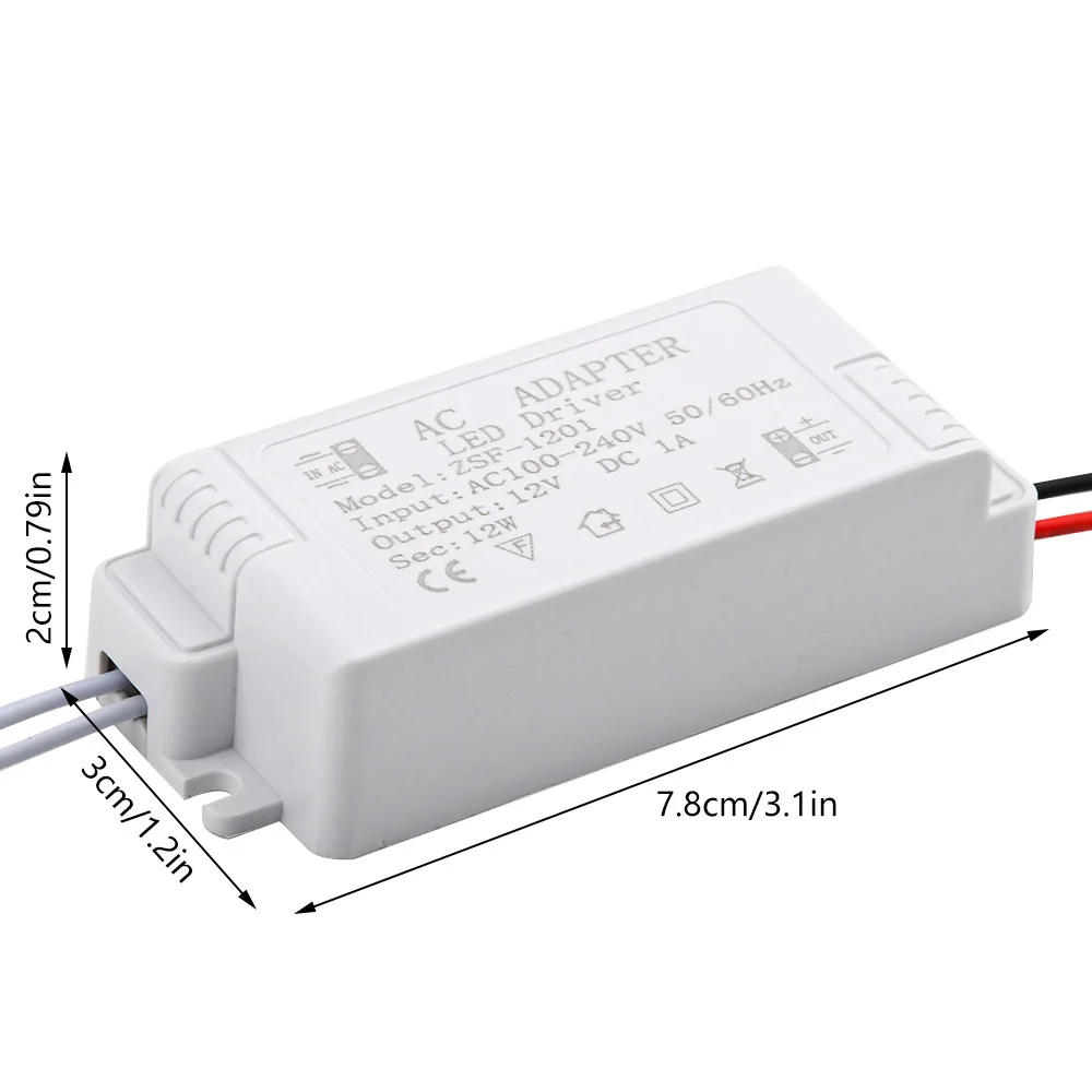 12W 24W 36W 60W LED Driver Power Supply AC220 to 12V 1A 2A 3A 5A Power Supply Control Lighting Transformers For LED Light Strip