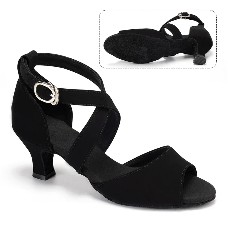 Zapatos de baile para mujer y niña, sandalias de baile latino de salón, Salsa, Tango, zapatos de baile de fiesta modernos, tacones medianos