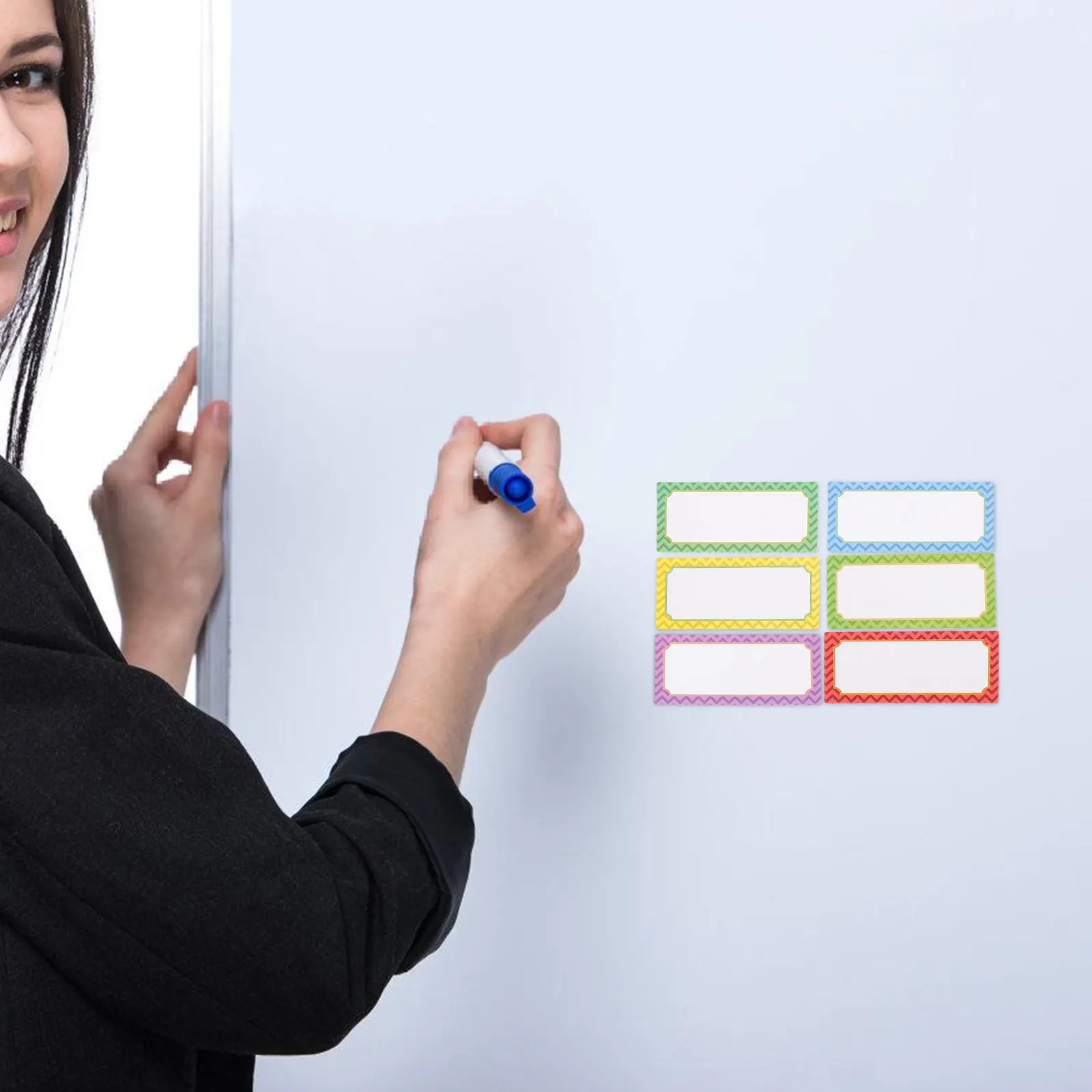 

8Pcs Magnetic Reusable Dry Erase Name Tags Multi-Function Labels for Whiteboard Refrigerator Office Classroom Writable
