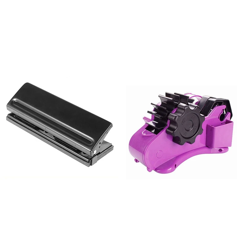 

1 Pcs 6 Holes Puncher Paper Puncher Standard Punch & 1 Pcs Automatic Multifunctional Tape Cutter Tape Dispenser