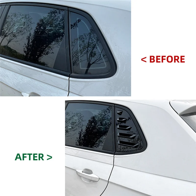 폭스바겐 폴로 Mk6 폴로 2018-2023 용 자동차 후면 창 루버 셔터 커버 트림, 밝은 블랙