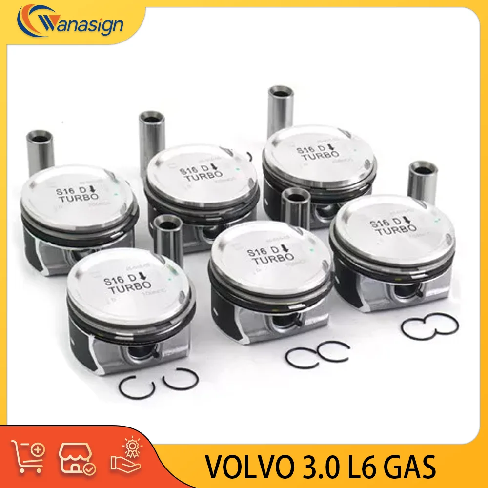 

AUTO ENGINE PARTS STD 6pcs Pistons & Rings Set for VOLVO S60 S80 V60 V70 XC60 XC70 3.0L 3.0T L6 GAS DOHC 3.0 L T 2007-2018