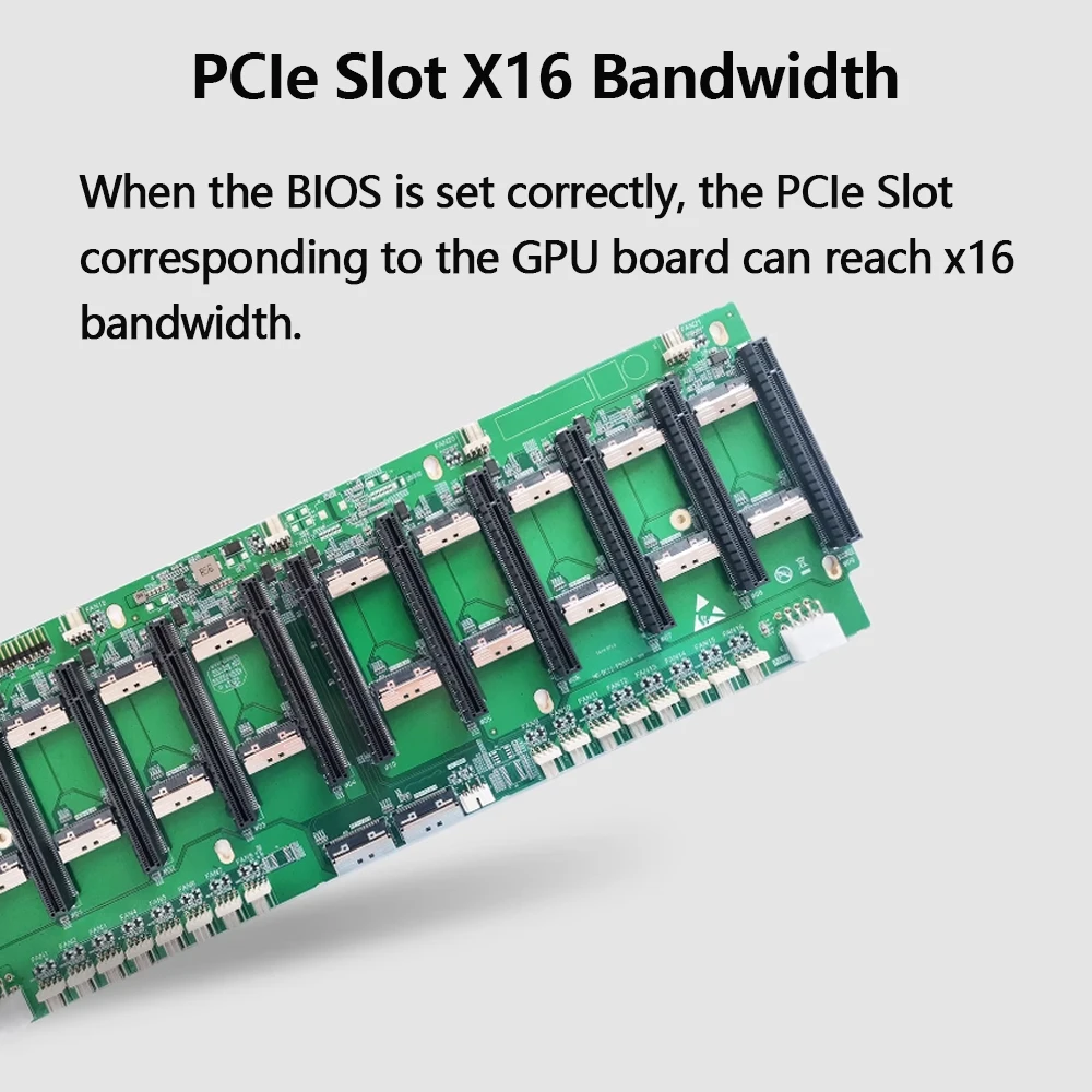 MCIO To PCIe 5.0 X16 8-card / 10 Card GPU Motherboard  PCIe Direct Expansion Edition 32GT/s 22*  MCIO X8 8-Pin Power Connector