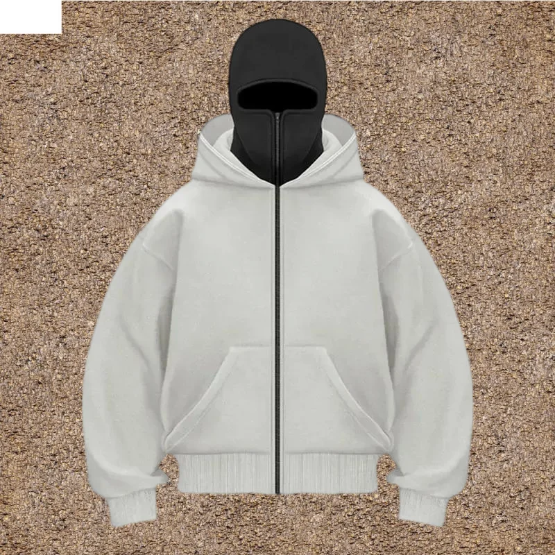 Y2k Winter Splicing Retro Double-hooded Ninja Design Hoodie 2025 New American Couple Windproof Y2k Jacket Men Clothing