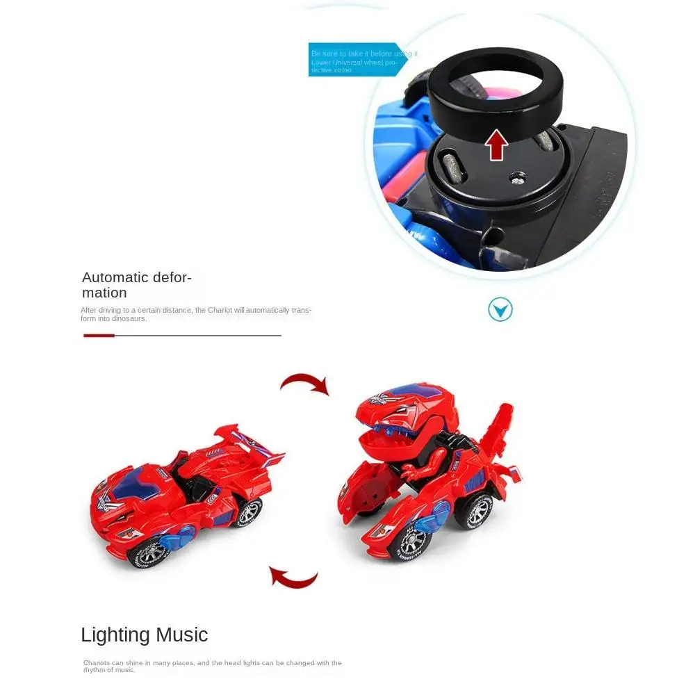 Com luz led elétrica transformando dinossauro carro brinquedo deformar brinquedos modelo dinossauro carro educacional 2 em 1