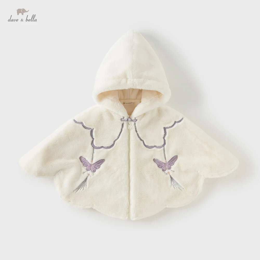 

Dave Bella Children's Plush Coat Autumn Winter Girls' Soft Velvet Shawl Hooded Top Butterfly Cute Children Clothing DB4254637