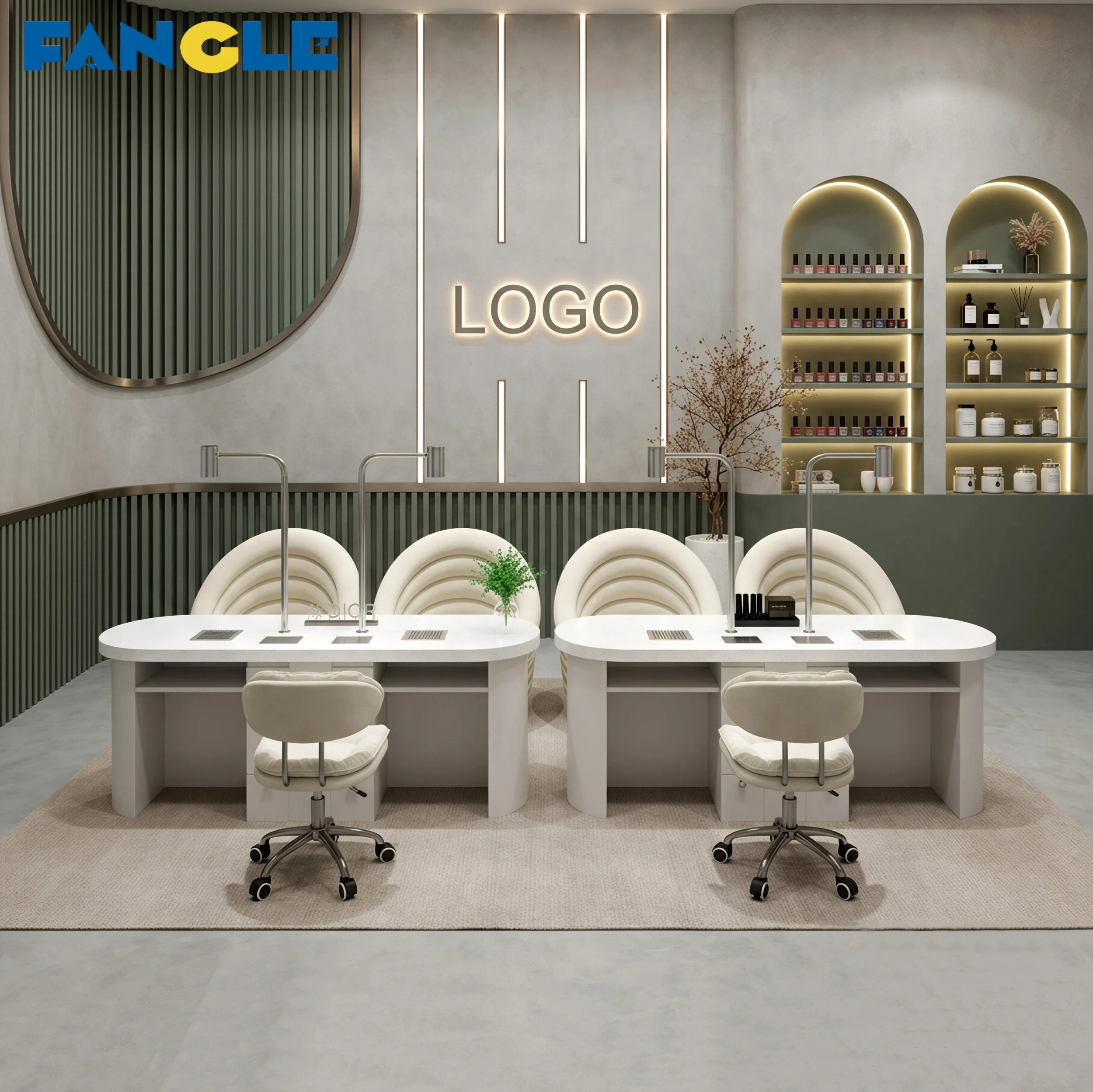 Luxury White Nail Table Salon Simple Commercial Economy Nail Salon Manicure Table Nails Table and Chair Set Salon Furniture