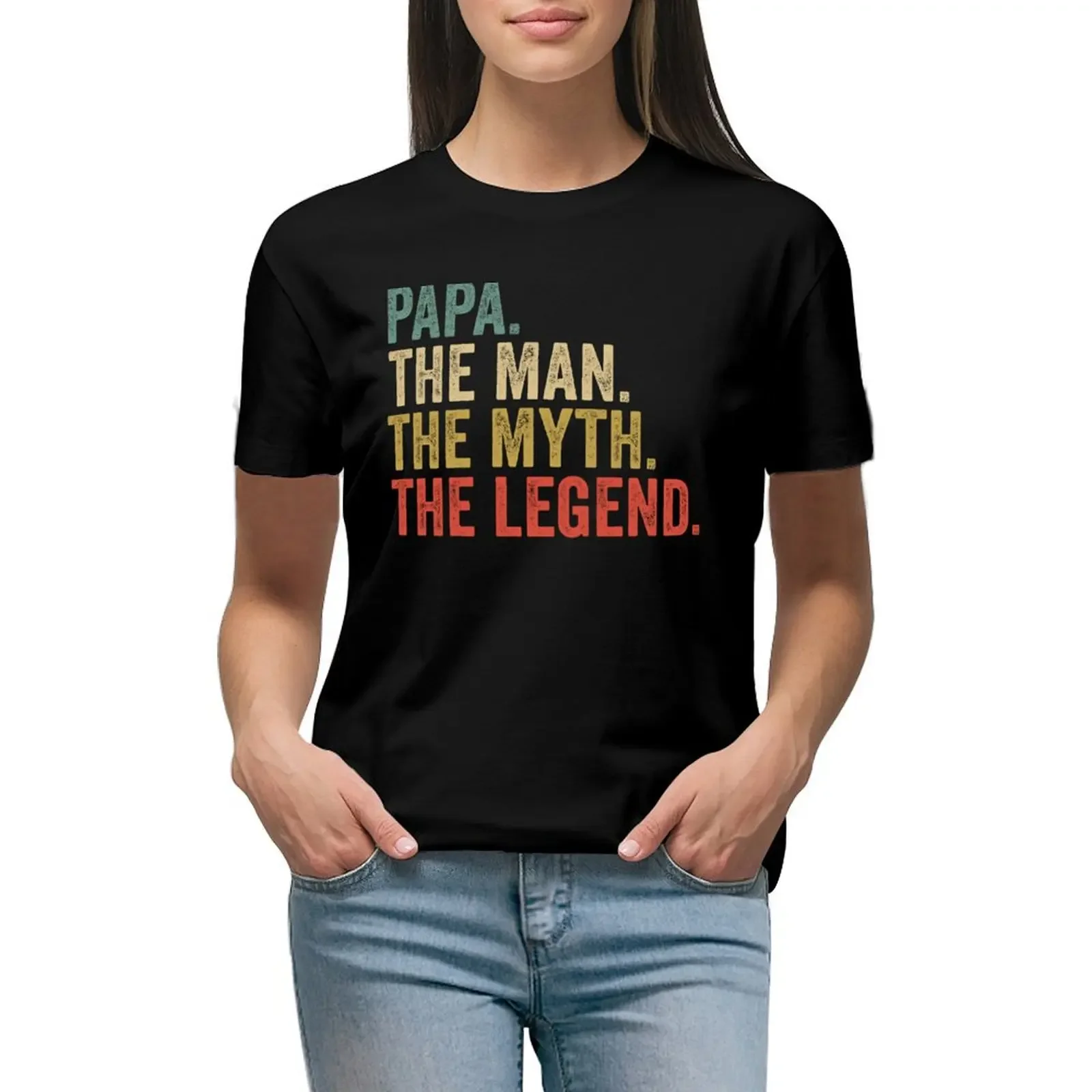 

papa the man the myth the legend retro fathers day T-Shirt anime blanks summer tops t shirts for Women