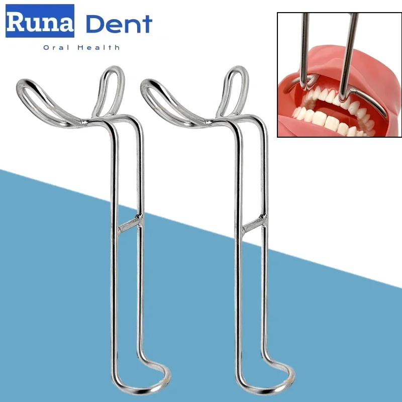 2pcs Dental Double-headed Retractor Stainless Steel Intraoral Cheek Lip Expander Upper Lower Mouth Tool