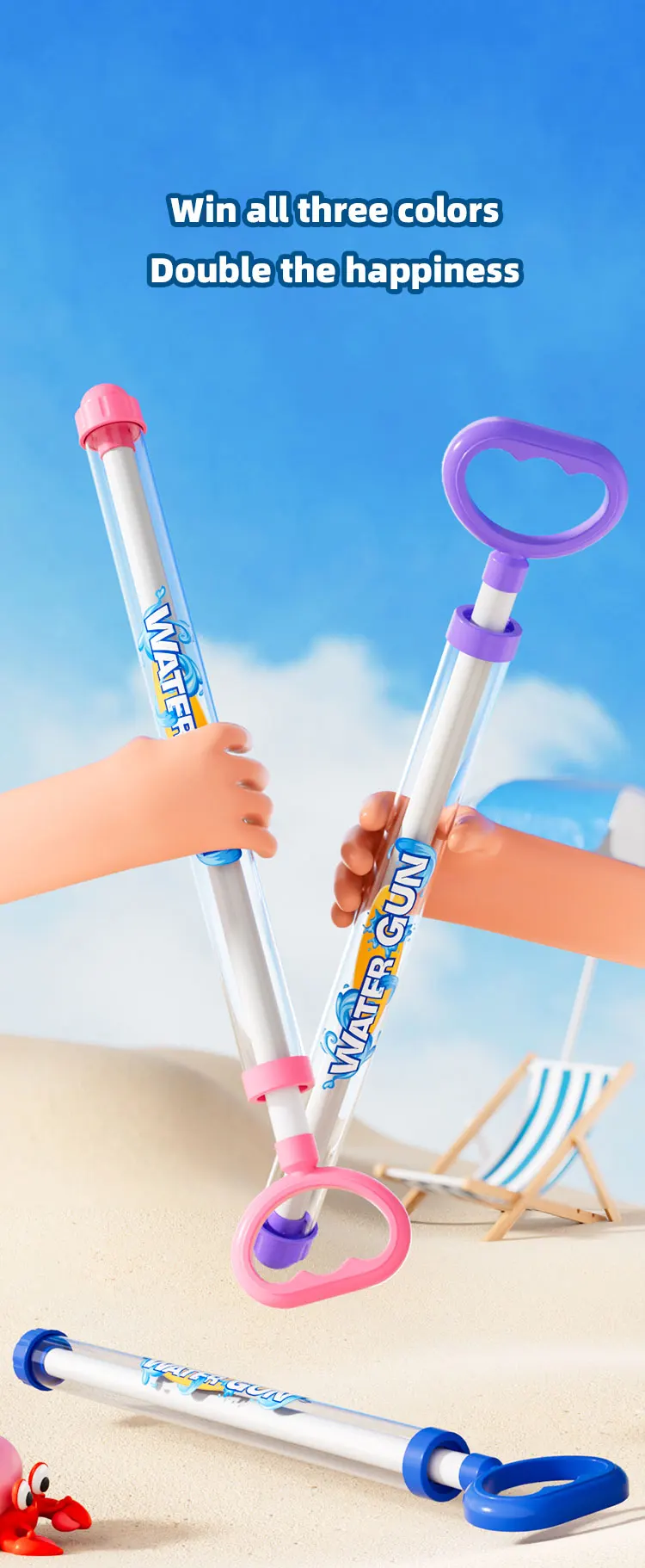 3-teilige Wasserpistole zum Spielen im Wasser, Spielzeug für den Strand, Kinder-Wasserpistole, Party-Wasserpistole, schwimmende Wasserpistole – Detail 9