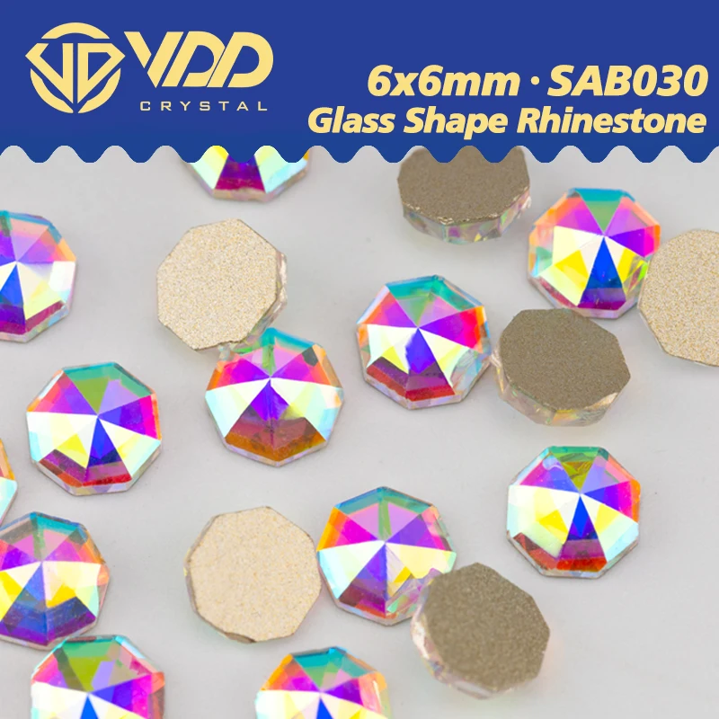 VDD 6x6mm 100/500/1440Pcs Shape Glass Crystal Rhinestones Crystal AB Flat Back Bright Diamond DIY Nail Art Accessories SAB30