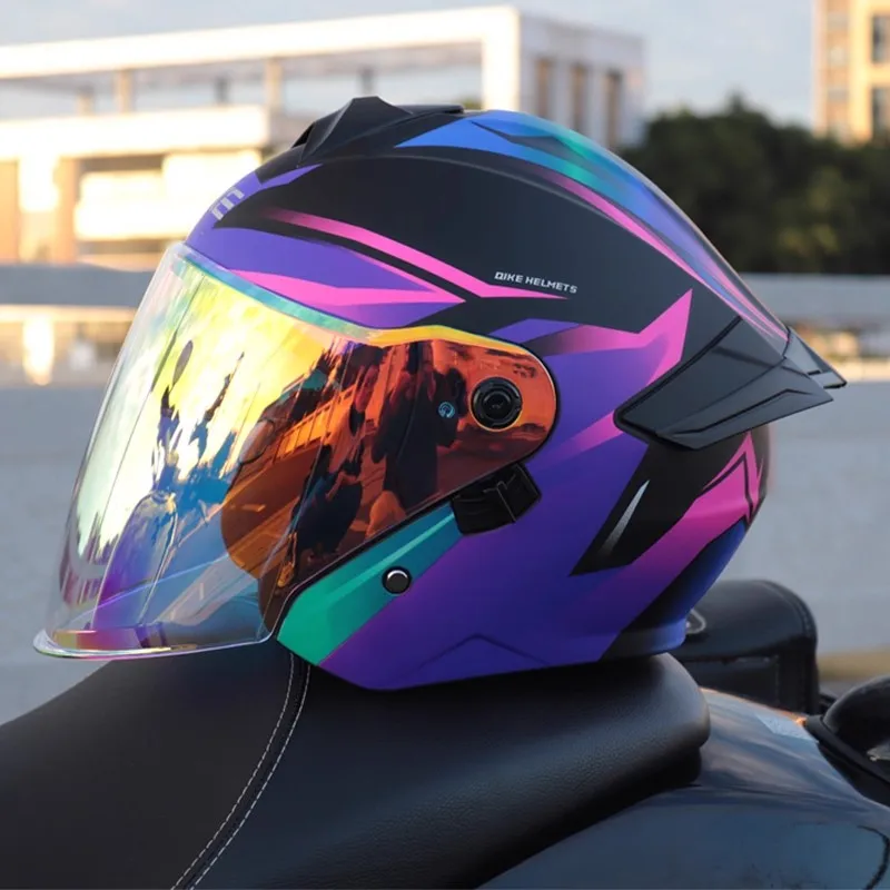 Unisex Anti-Fog Dual Lens Motorcycle Helmet Three-Quarter Half Helmet for Electric Vehicles Protective Gear for Men And Women