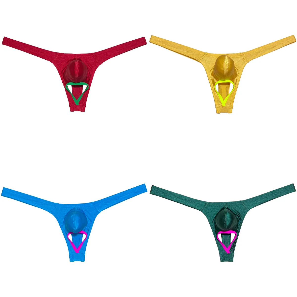 Men Smooth Tiny Thongs Stretchy G-Strings Jockstrap Bulge Pouch Mini Briefs Low-waist T-Back Underwear Sissy Tangas Lingerie