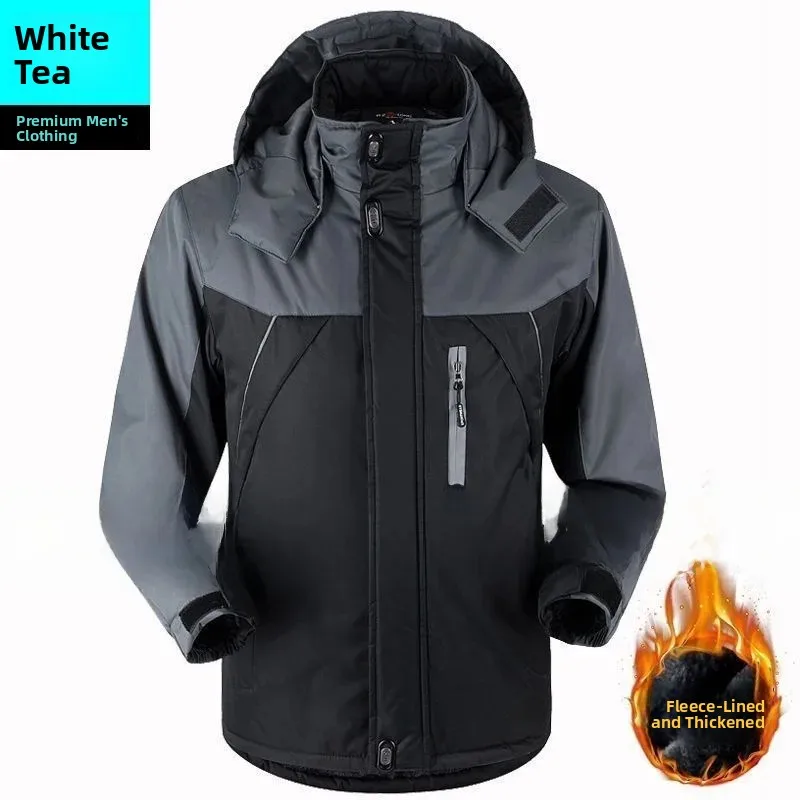 Men's Winter Jacket Thickened Fleece Lined Cotton Workwear Coat Large Size Windbreaker Casual Standard Fit Chinese Brand