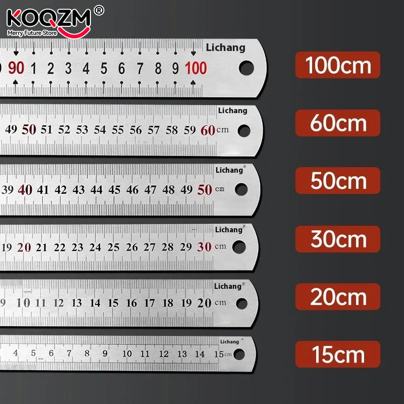 Straight Ruler 15-100cm Metal Stainless Steel Ruler Stationery Drafting Supplies Hand Tool Precision Double Sided Measuring Tool