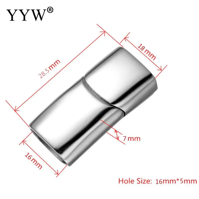 10pc Stainless Steel Magnetic Clasps Hole 12x6mm 16x5mm 10x5mm For Leather Cord Bracelet Magnet Buckle Diy Jewelry Making Clasp