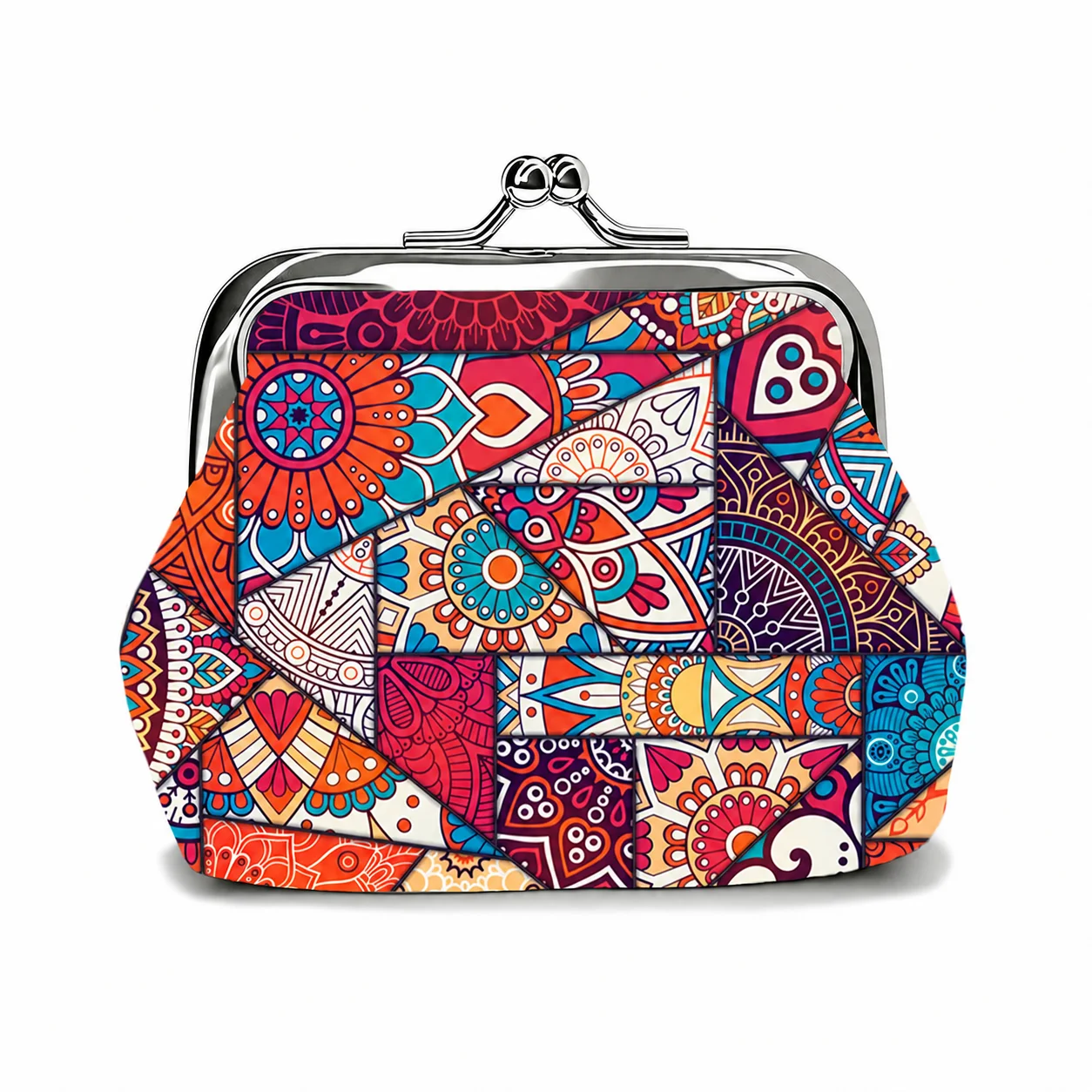 Mini Storage Pouch Unisex Kiss Lock Coin Purse Fabric Metal Clasp Purse Lightweight Printed Coin Purse For Event Daily Use