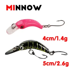 Señuelo de pesca Wobbler, Mini Crankbait, trucha de arroz, 40mm, 1,4g, 8 colores, manivela de pececillo de agua dulce, cebo duro Artificial, aparejos de Lucio